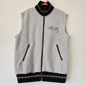 VTG 90s Tundra Sport Canada Sz Med Gray Embroidered Full Zip Vest Fleece Pockets